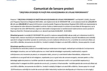 ”CREȘTEREA EFICIENȚEI PE PIAȚĂ PRIN ACHIZIȚIONAREA DE UTILAJE PERFORMANTE”