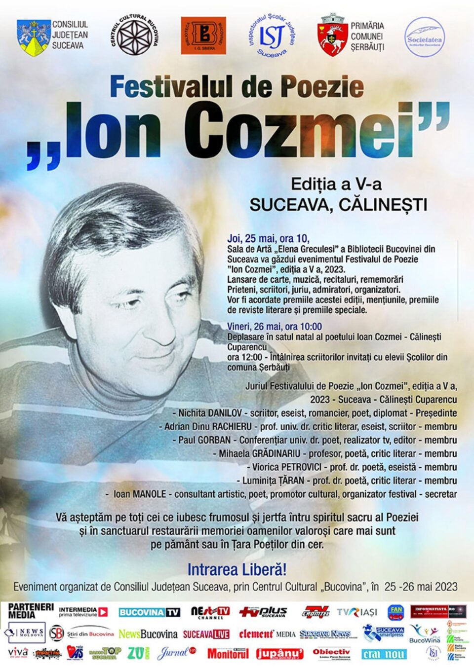 Până pe 10 mai puteți trimite lucrări pentru Festivalul de Poezie „Ion Cozmei“, ediția a V-a Până pe 10 mai puteți trimite lucrări pentru Festivalul de Poezie „Ion Cozmei“, ediția a V-a