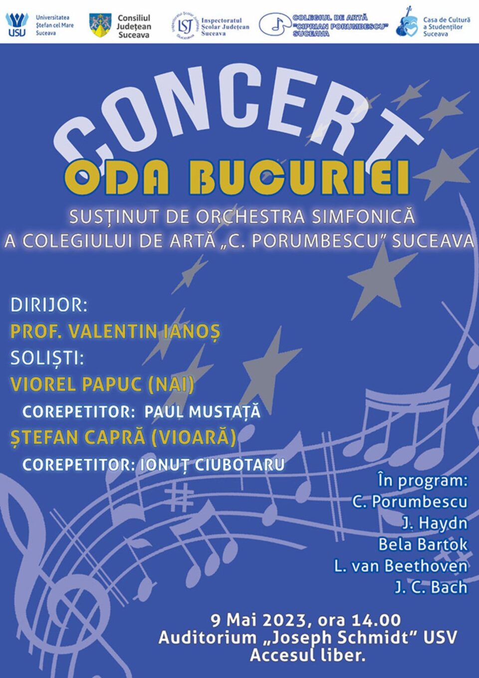Concertul „Oda Bucuriei”, de Ziua Europei, pe scena Universității. Accesul e liber Concertul „Oda Bucuriei”, de Ziua Europei, pe scena Universității. Accesul e liber