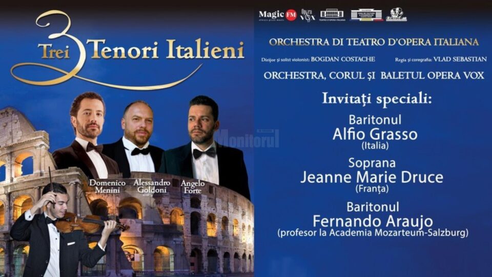 „Trei tenori italieni”, spectacol-omagiu adus marilor tenori José Carreras, Plácido Domingo și Luciano Pavarotti, pe scena Casei de Cultură Suceava „Trei tenori italieni”, spectacol-omagiu adus marilor tenori José Carreras, Plácido Domingo și Luciano Pavarotti, pe scena Casei de Cultură Suceava