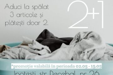 „Adu la spălat 3 articole și plătești doar 2”, oferta lunii mai la Curățătoria Aqua E Sapone, Ipotești