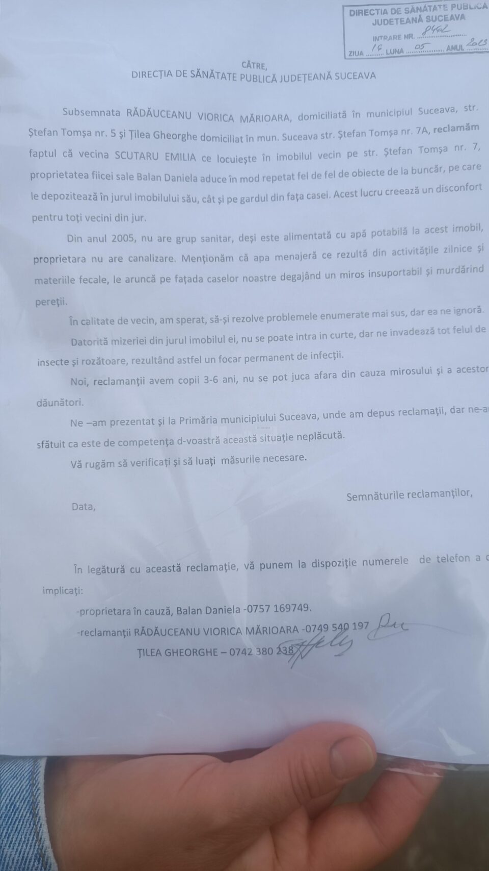 Reclamațiile vecinilor au rămas fără rezolvare