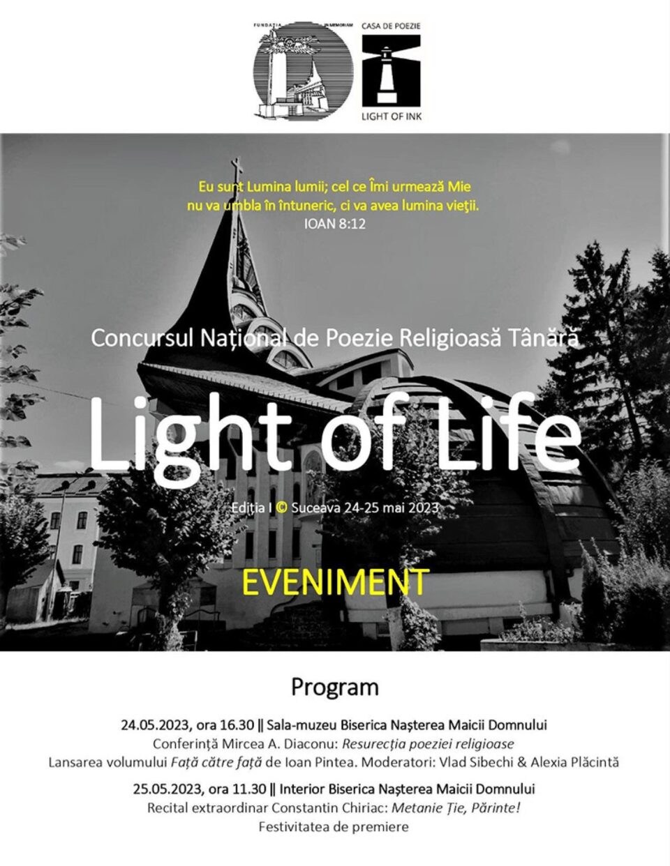 Conferință, recital, premiere, la finalul Concursului Național de Literatură Religioasă Tânără „Light of Life”, ediția I Conferință, recital, premiere, la finalul Concursului Național de Literatură Religioasă Tânără „Light of Life”, ediția I