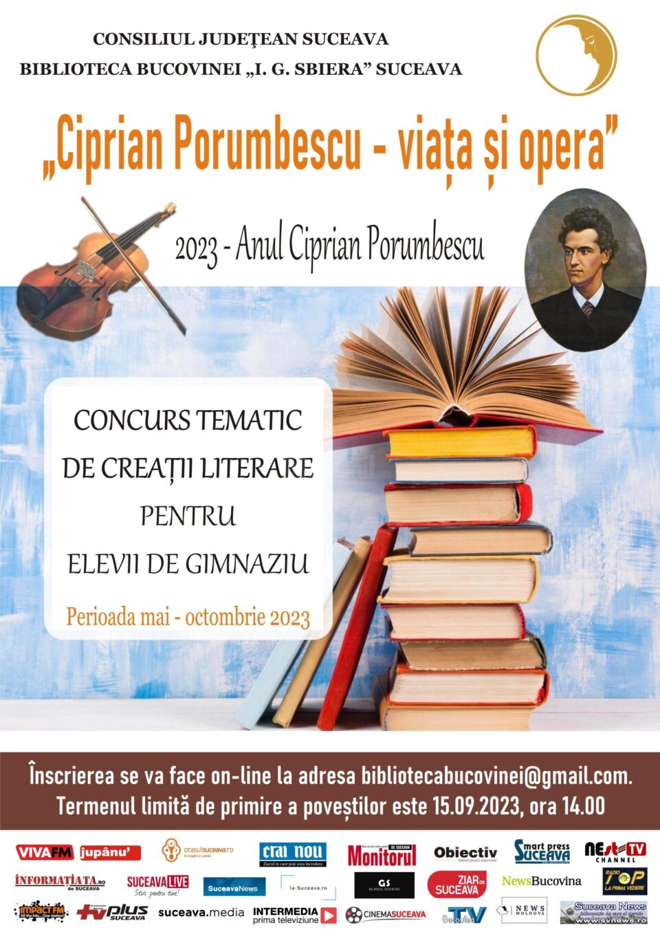 Biblioteca Bucovinei organizează Concursul tematic pentru elevi „Ciprian Porumbescu – Viața și Opera” Biblioteca Bucovinei organizează Concursul tematic pentru elevi „Ciprian Porumbescu – Viața și Opera”