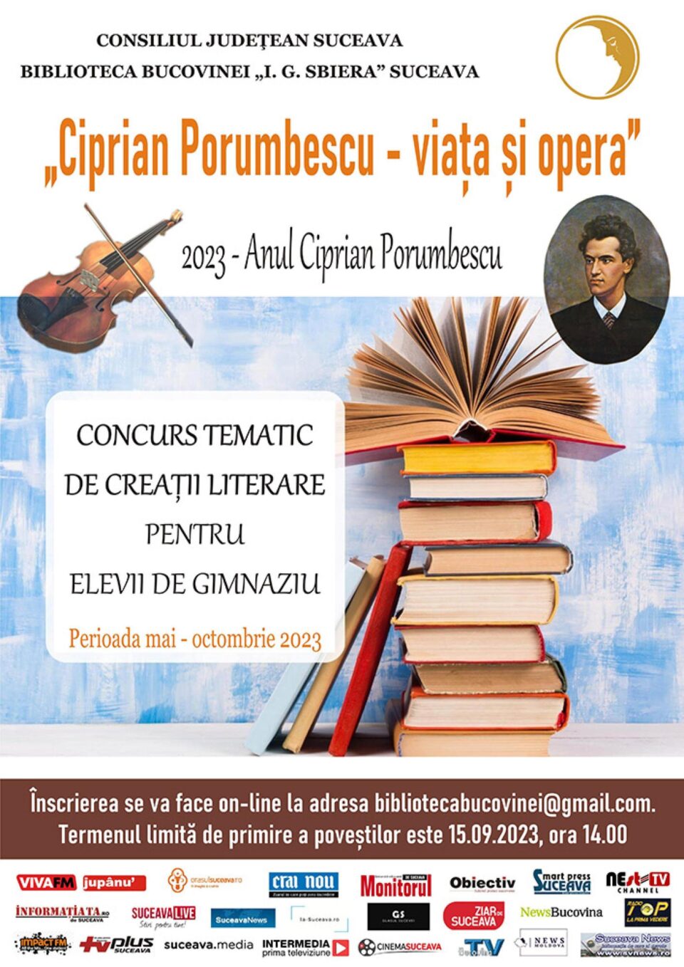 Biblioteca Bucovinei organizează Concursul tematic pentru elevi „Ciprian Porumbescu – Viața și Opera” Biblioteca Bucovinei organizează Concursul tematic pentru elevi „Ciprian Porumbescu – Viața și Opera”