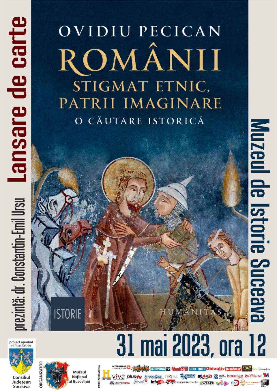 Scriitorul Ovidiu Pecican își lansează la Suceava cartea „Românii: stigmat etnic, patrii imaginare. O căutare istorică”