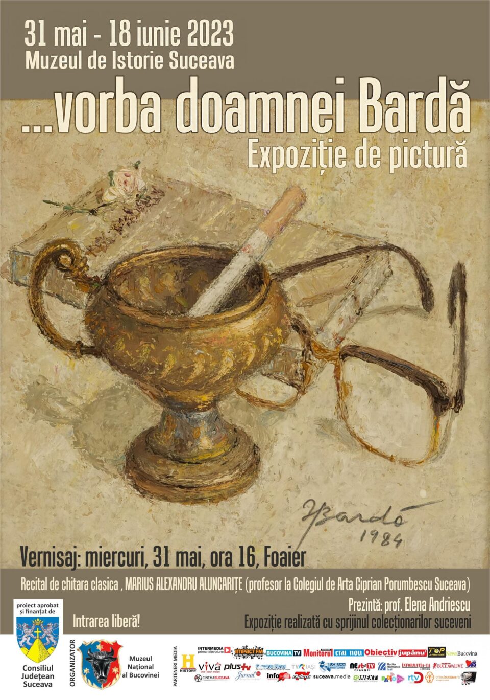 „...vorba doamnei Bardă”, expoziție-omagiu dedicată pictoriței Ileana Bardă, la Muzeul de Istorie Suceava
