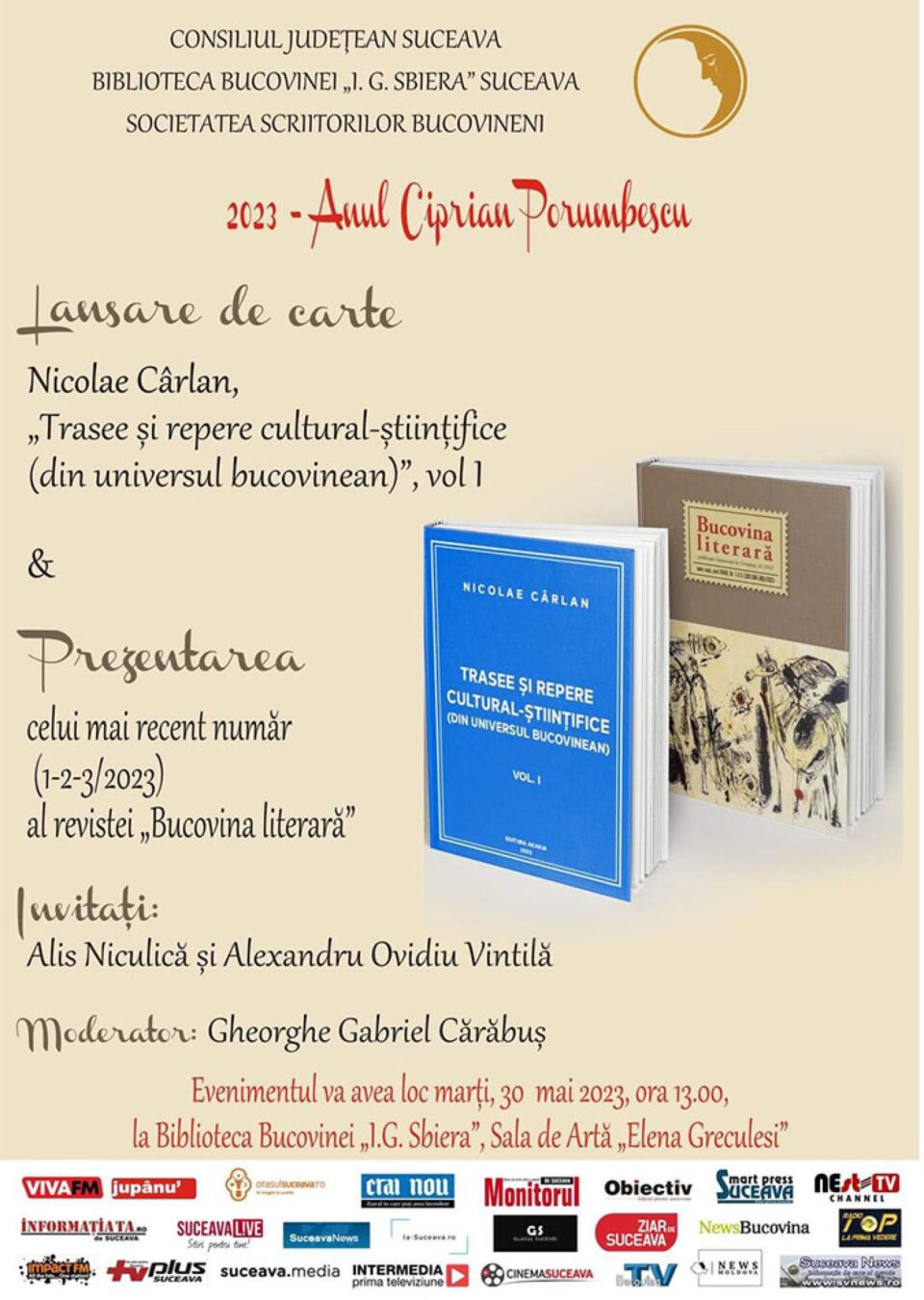 „Trasee și repere cultural-științifice (din universul bucovinean)”, vol. I, de Nicolae Cârlan, lansat astăzi, la Biblioteca Bucovinei „Trasee și repere cultural-științifice (din universul bucovinean)”, vol. I, de Nicolae Cârlan, lansat astăzi, la Biblioteca Bucovinei
