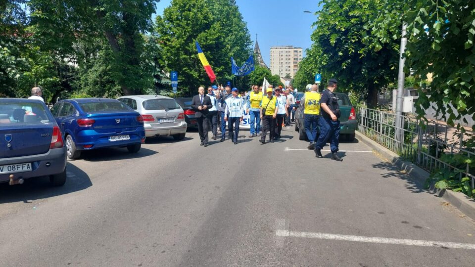 Prorectorul USV Mihai Dimian, alături de profesorii greviști