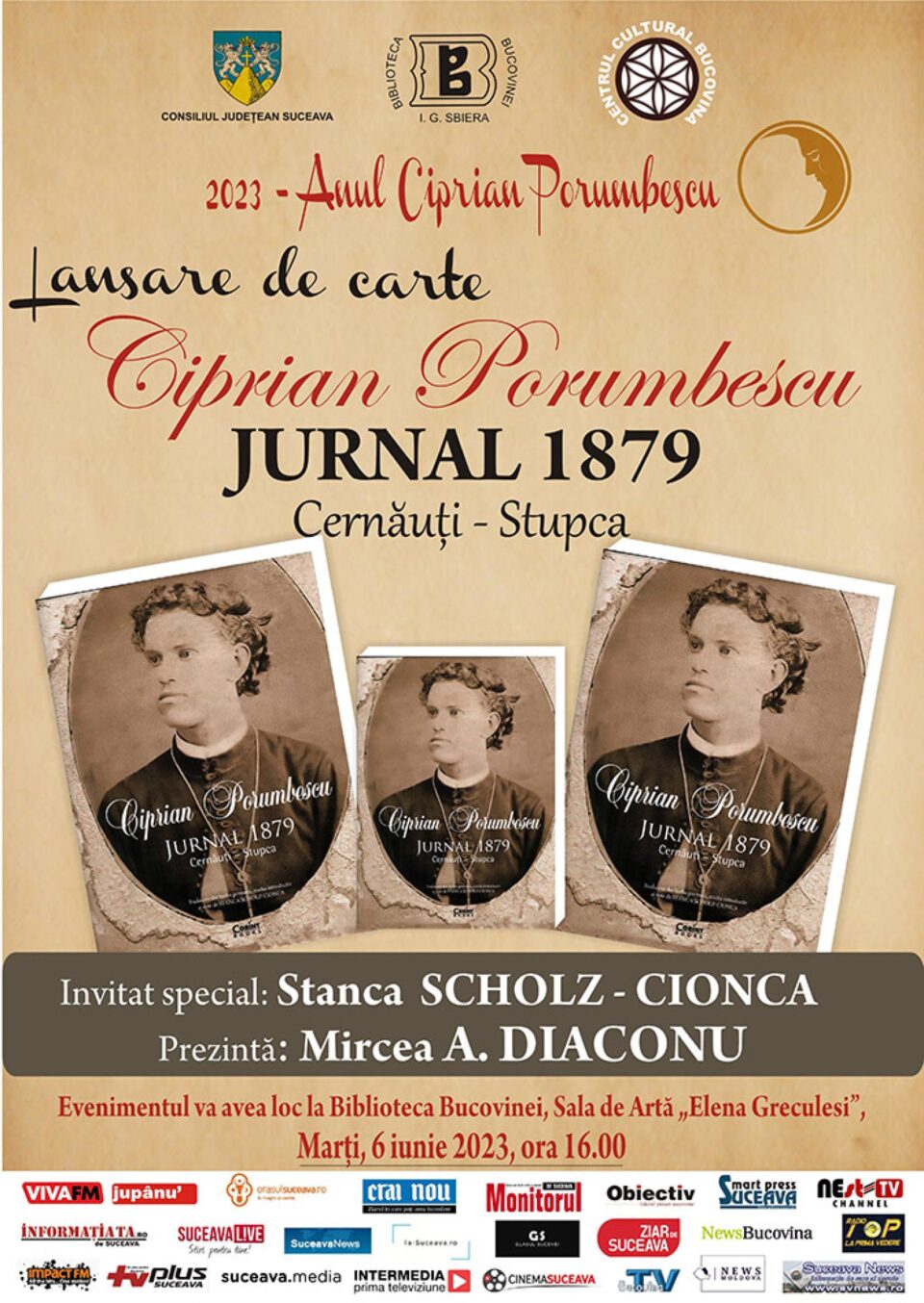 „Ciprian Porumbescu, Jurnal 1879: Cernăuți-Stupca”, lansare, la Biblioteca Bucovinei „Ciprian Porumbescu, Jurnal 1879: Cernăuți-Stupca”, lansare, la Biblioteca Bucovinei