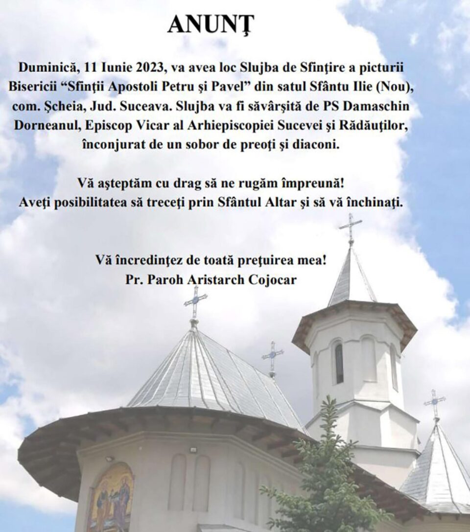 Slujba de sfințire a picturii Bisericii „Sfinții Apostoli Petru și Pavel” din satul Sfântu Ilie (Nou)