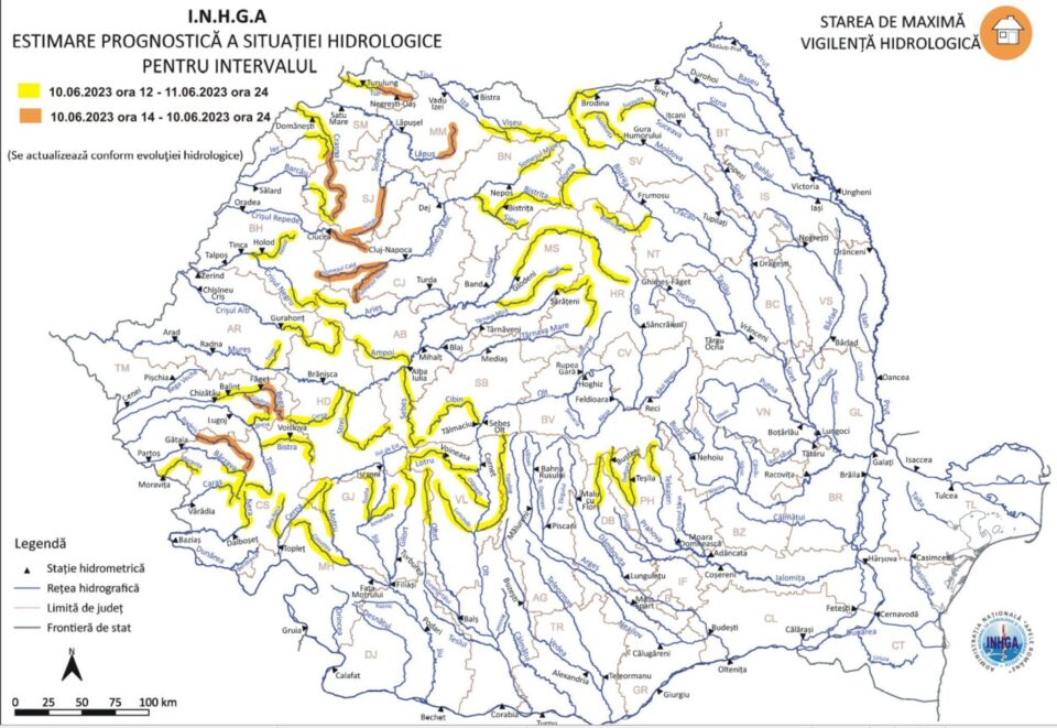 Avertizari hidrologice 11 iunie 2023