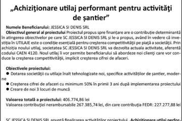 „Achiziționare utilaj performant pentru activități de șantier”