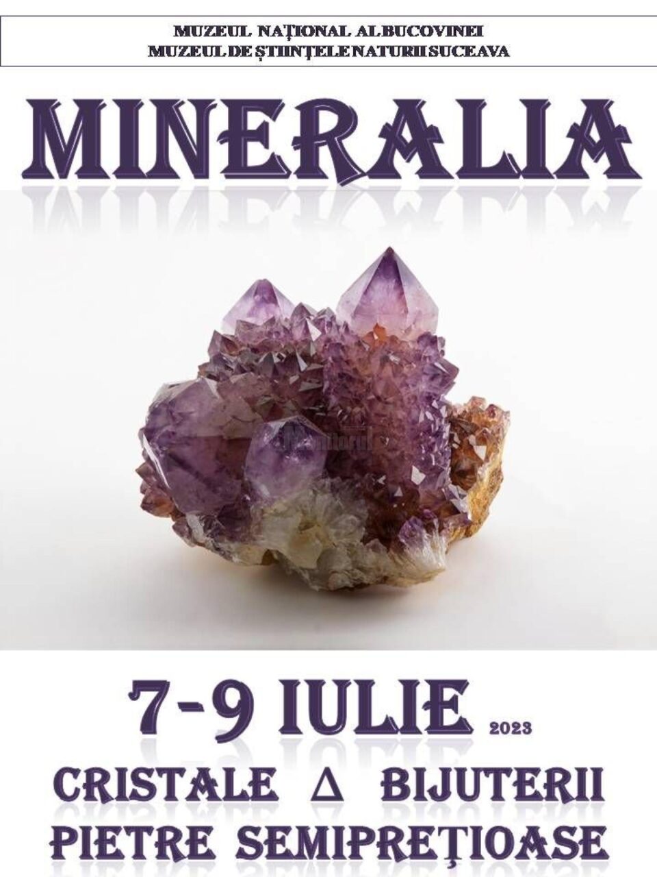 Expoziție cu cristale naturale de cuarț, calcit, pirită, bijuterii, pietre semiprețioase, la Muzeul de Științele Naturii