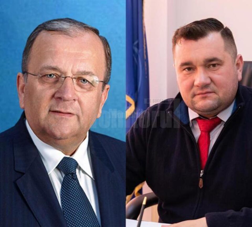 Președintele CJ Suceava, Gheorghe Flutur, și primarul comunei Mitocu Dragomirnei, Radu Reziuc
