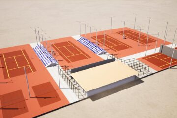 Schița complexului de tenis de câmp din Parcul Ariniș