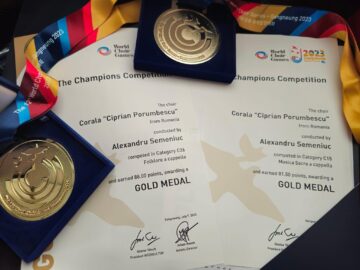 Corala „Ciprian Porumbescu” a câștigat două medalii de aur în Coreea de Sud, la Jocurile Corale Mondiale