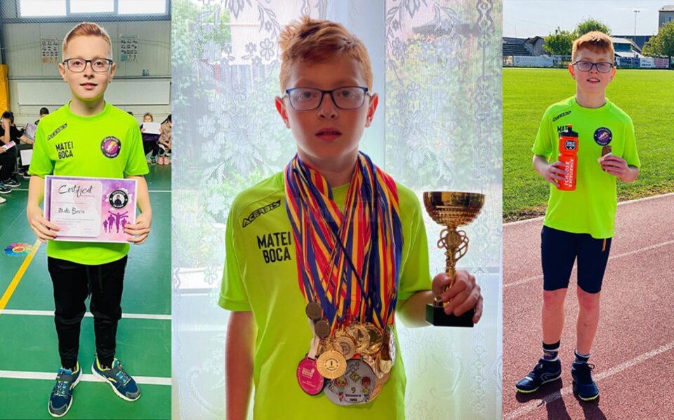 Matei - Ionuț Boca, în vârstă de 11 ani, „copilul de aur” al atletismului din Fălticeni