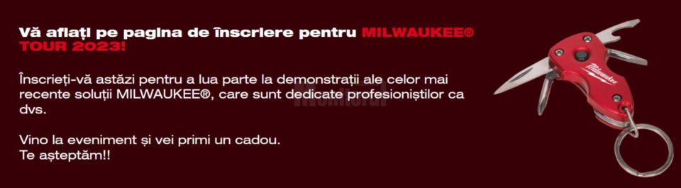În calitate de reprezentant exclusiv al producătorului american MILWAUKEE TOOL, TEHNOACTIV S.R.L. Suceava organizează evenimentul MILWAUKEE TOUR 2023, eveniment aflat la a 6-a editie
