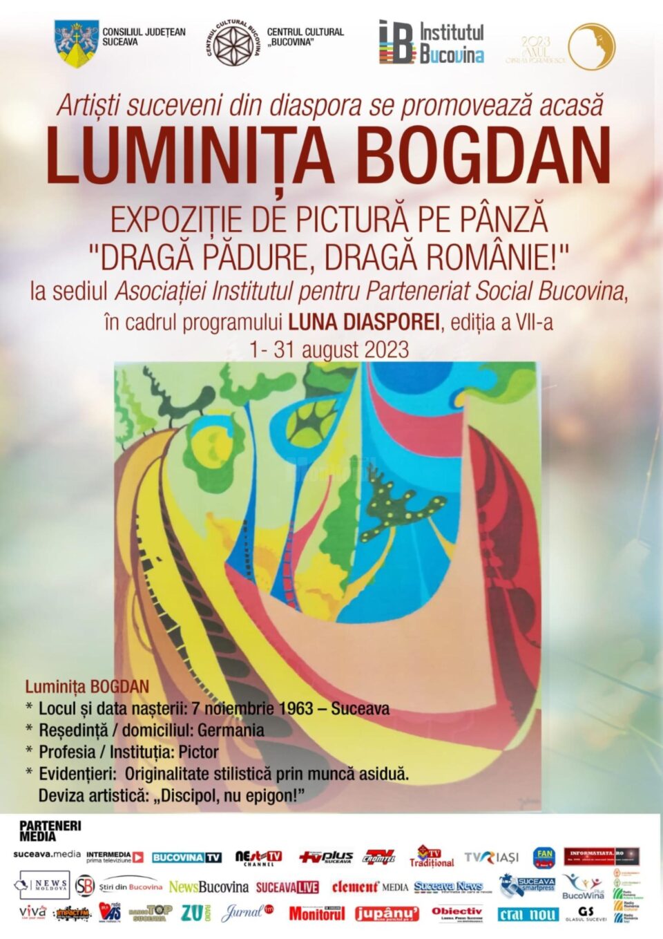 Expoziție de pictură pe pânză, realizată de Luminița Bogdan, la Galeria Zamca