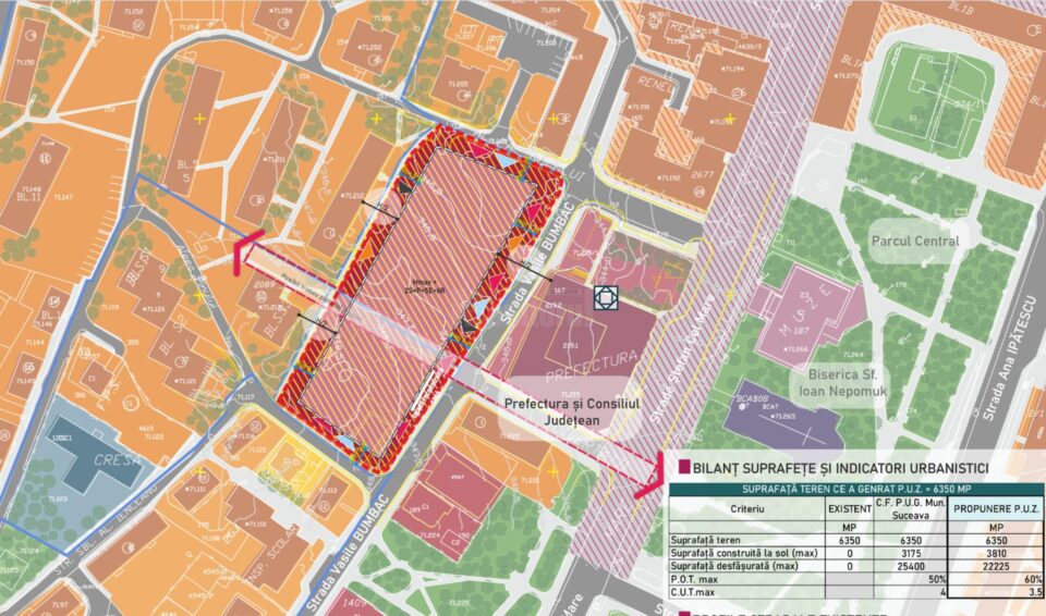 Complex rezidențial înglobat într-o singură clădire, uriașă, pe terenul din spatele Palatului Administrativ Suceava