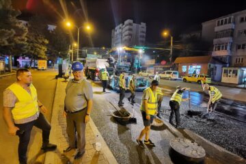 Primarul Sucevei, Ion Lungu, prezent alături de echipele de asfaltare care acționau în zona Orizont