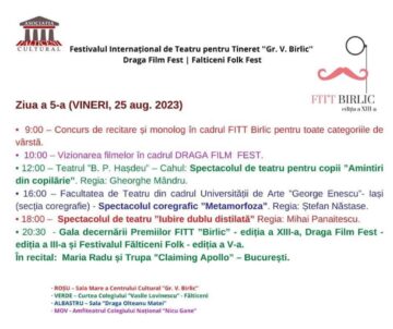 Festivalul Internațional de Teatru pentru Tineret „Grigore Vasiliu Birlic” și „Draga Film Fest”, între 21-27 august, la Fălticeni
