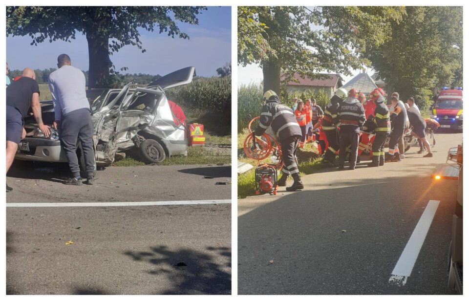 Accident violent, cu doi răniți încarcerați, la Frătăuții Vechi