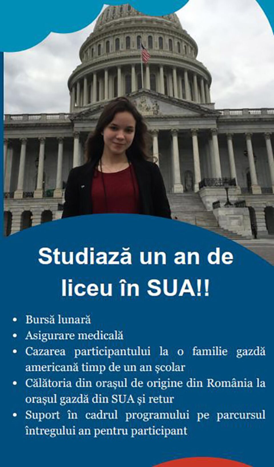 Sesiune de informare pentru liceenii care vor să studieze gratuit, un an, în Statele Unite ale Americii Sesiune de informare pentru liceenii care vor să studieze gratuit, un an, în Statele Unite ale Americii