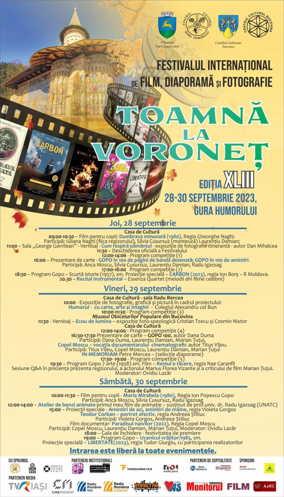 Festivalul Internațional de Film, Diaporamă și Fotografie „Toamnă la Voroneț”, ediția 43, la Gura Humorului