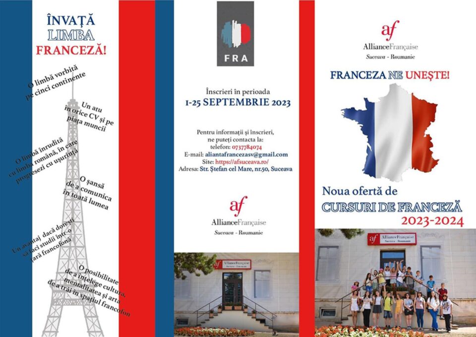 Înscrierile pentru cursurile anuale de limba franceză se prelungesc până pe 25 septembrie Înscrierile pentru cursurile anuale de limba franceză se prelungesc până pe 25 septembrie