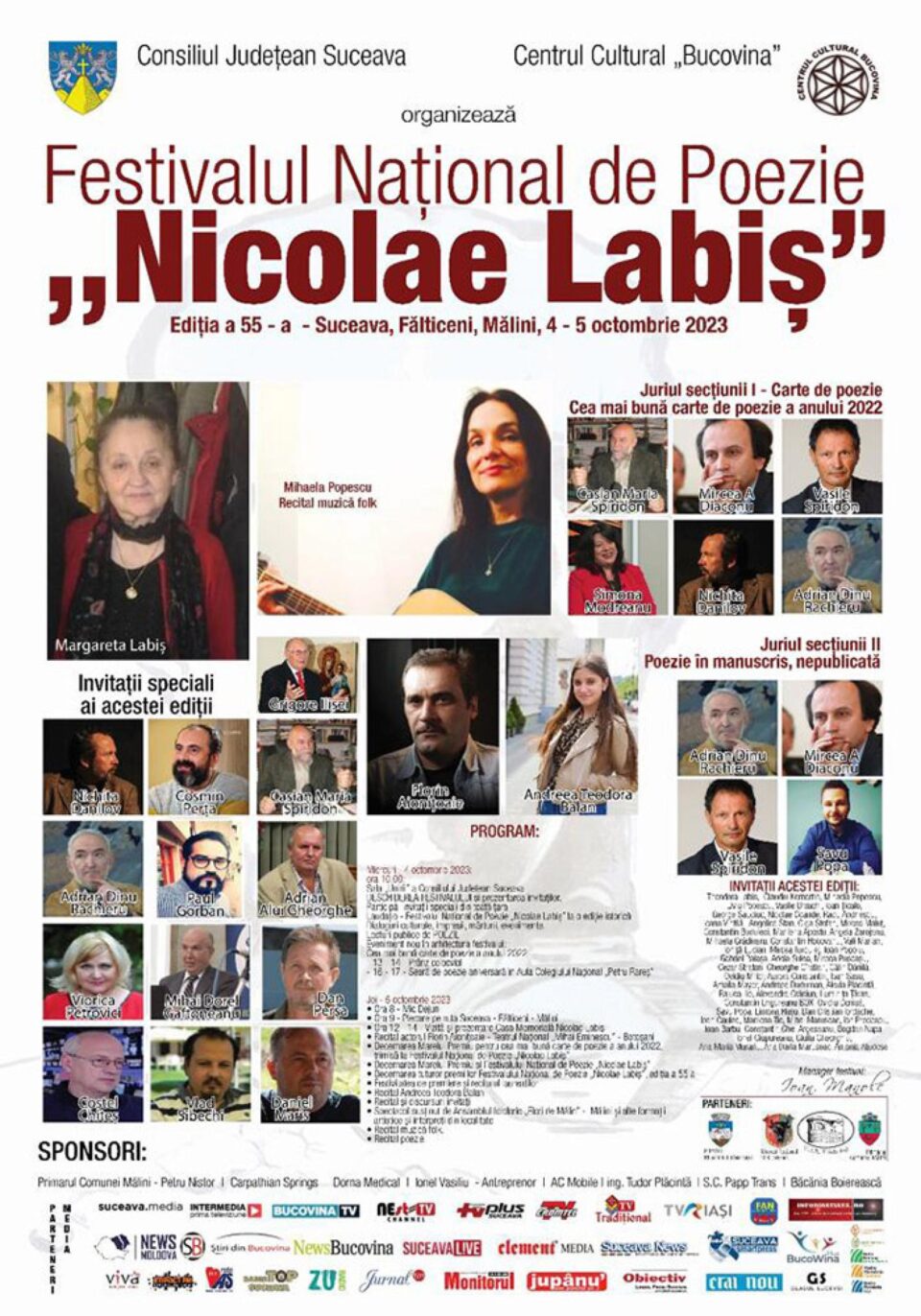 Festivalul Național de Poezie „Nicolae Labiș“, ediția a 55-a, la Suceava, Fălticeni și Mălini Festivalul Național de Poezie „Nicolae Labiș“, ediția a 55-a, la Suceava, Fălticeni și Mălini