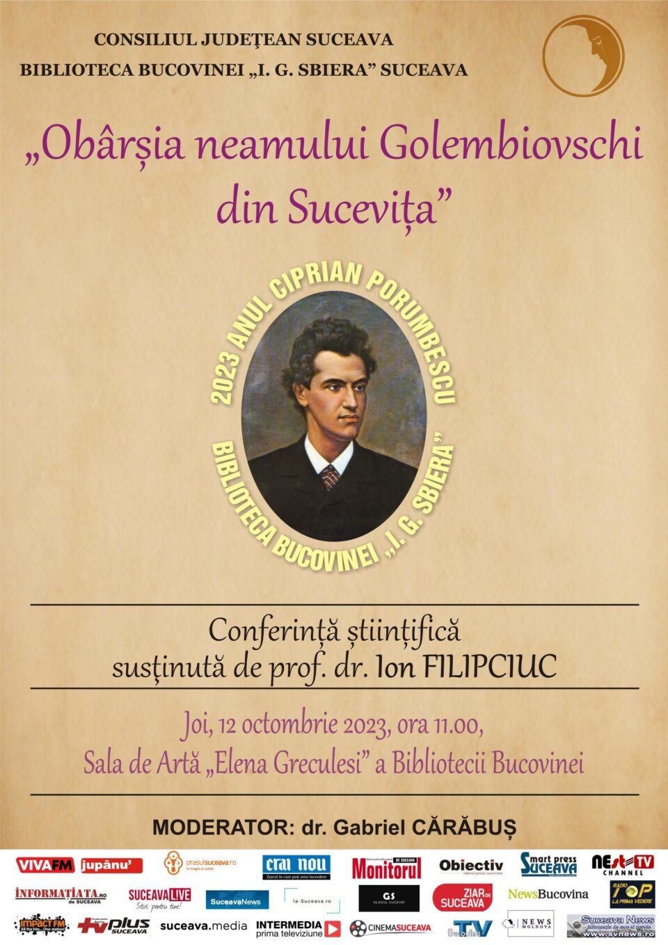 „Obârșia neamului Golembiovschi din Sucevița” - conferință științifică, joi, la Biblioteca Bucovinei „Obârșia neamului Golembiovschi din Sucevița” - conferință științifică, joi, la Biblioteca Bucovinei