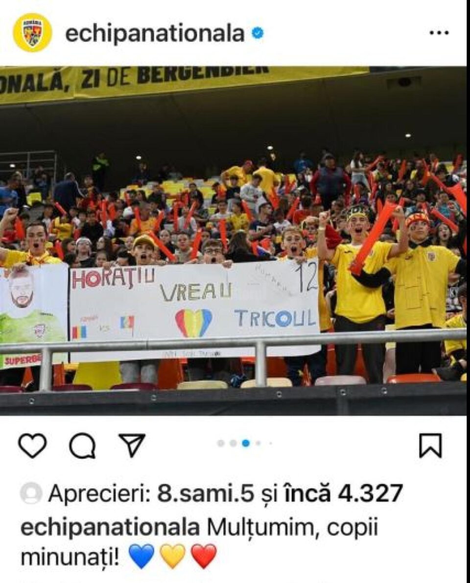 Elevii suceveni, pe pagina de Instagram a Naționalei