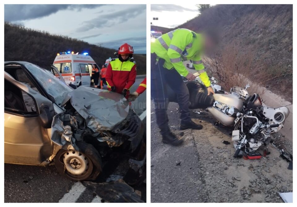 Motociclist cu multiple traumatisme, după un impact cu un autoturism, pe șoseaua de centură a Sucevei