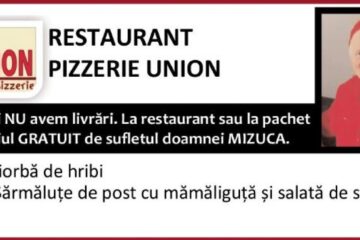 Astăzi, 1 noiembrie 2023, la Restaurant Pizzerie Union, meniul este GRATUIT de sufletul doamnei MIZUCA