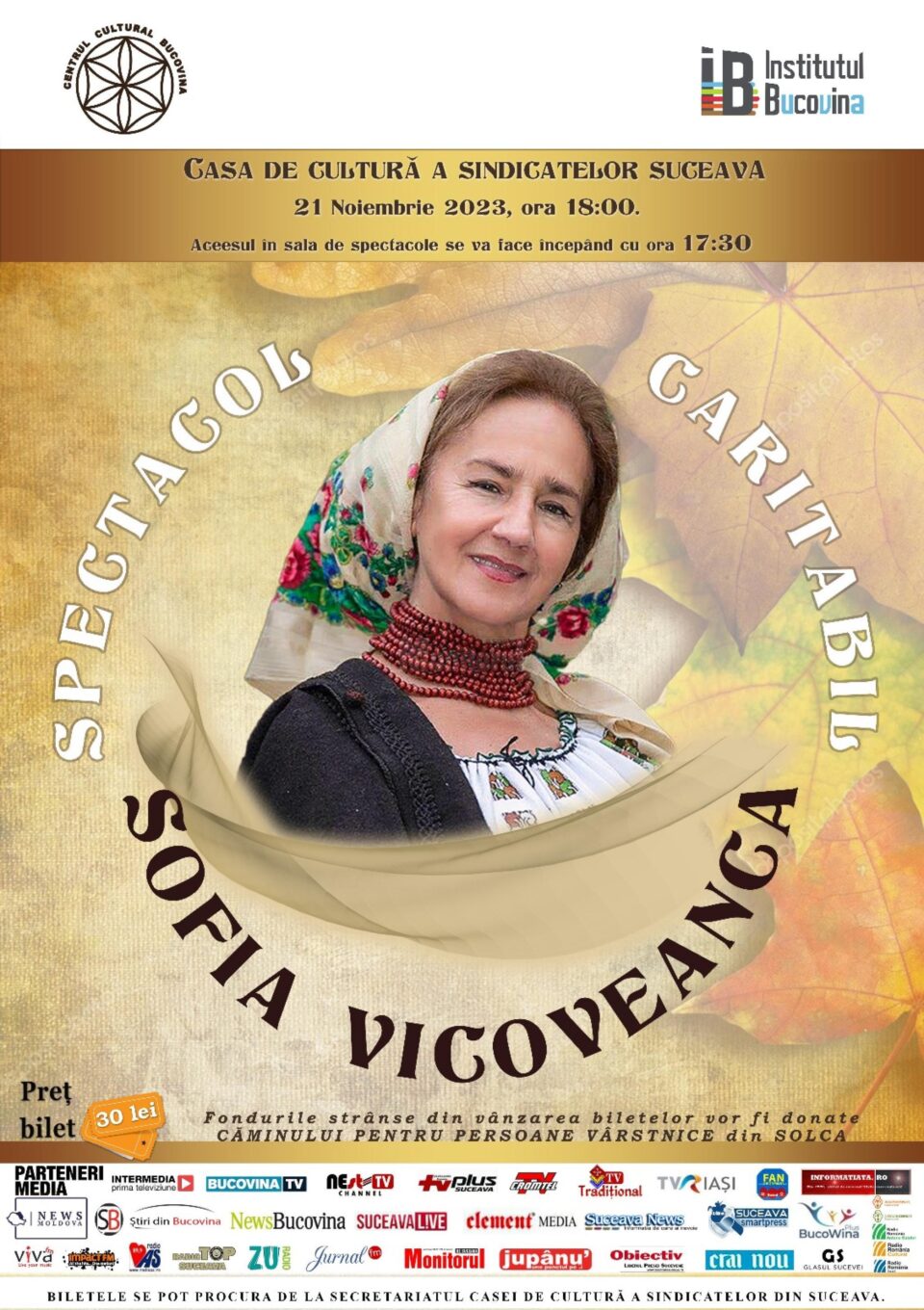 Spectacol caritabil susținut de Sofia Vicoveanca, pentru Căminul pentru Persoane Vârstnice din Solca