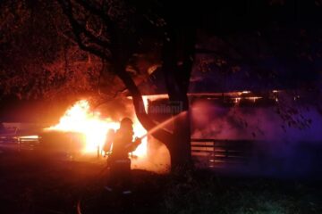 Incendiu puternic la o spălătorie, o vulcanizare auto și un magazin