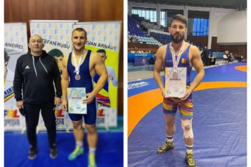 Ionuț Buhăianu, alături de antrenorul Mihai Haiura, și Teodor Horătău