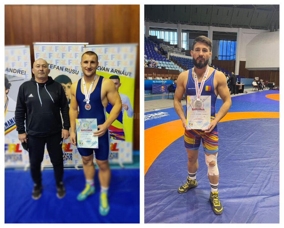Ionuț Buhăianu, alături de antrenorul Mihai Haiura, și Teodor Horătău