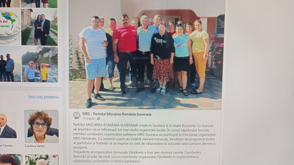 Captura de ecran de pe pagina de Facebook a consilierului primarului din Fântânele
