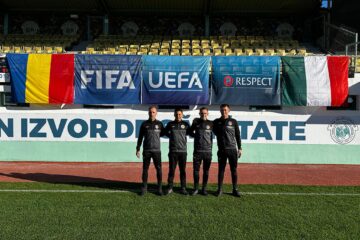 O brigadă de arbitri suceveni a arbitrat amicalul România – Italia, U18. Foto Silviu-Nicolae Iftode