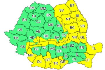 Cod galben de vânt și zăpadă viscolită, prelungit până luni dimineață