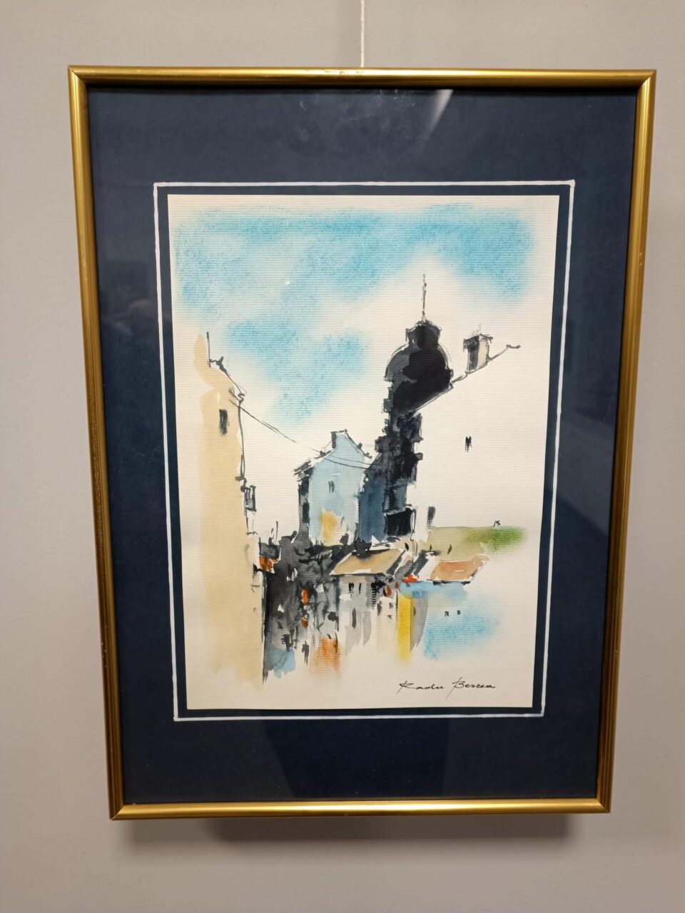 Peisaj în acuarelă realizat de artistul Radu Bercea