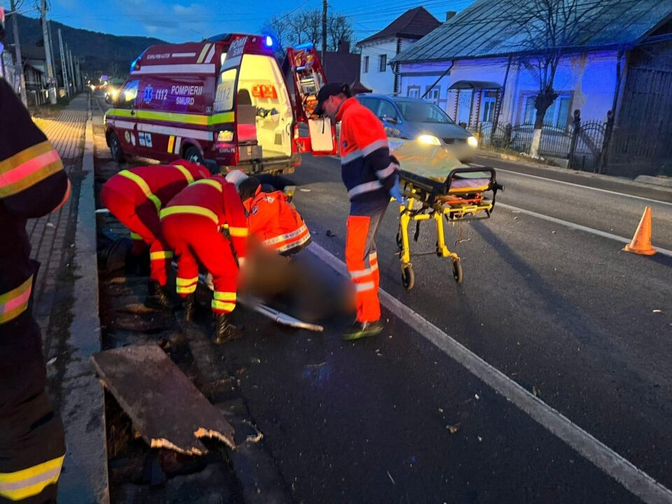 Căruța lovită de mașină
