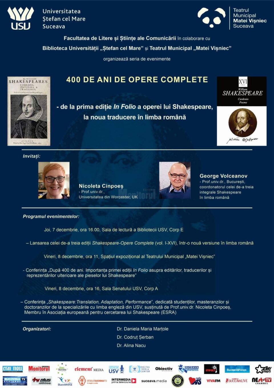 Shakespeare, 400 de ani de opere complete, un eveniment dedicat admiratorilor marelui dramaturg englez