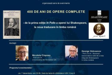 Shakespeare, 400 de ani de opere complete, un eveniment dedicat admiratorilor marelui dramaturg englez
