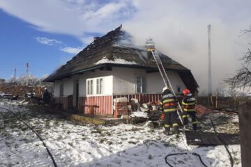O casă și un grajd, afectate de un puternic incendiu