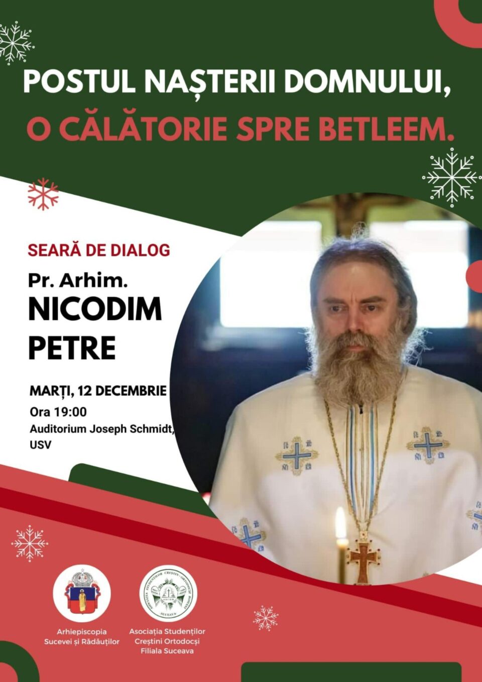 Seară de dialog cu pr. arhim Nicodim Petre, marți, la Auditorium „Joseph Schmidt" USV Seară de dialog cu pr. arhim Nicodim Petre, marți, la Auditorium „Joseph Schmidt" USV