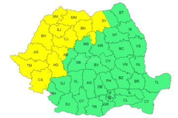 Cod galben de ploi de miercuri dimineață până joi dimineața